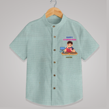 Happy Ayudha Pooja , Where Effort Meets Blessing - Customized Ayudha Pooja Themed Shirt For kids - ARCTIC BLUE - 0 - 6 Months Old (Chest 23")