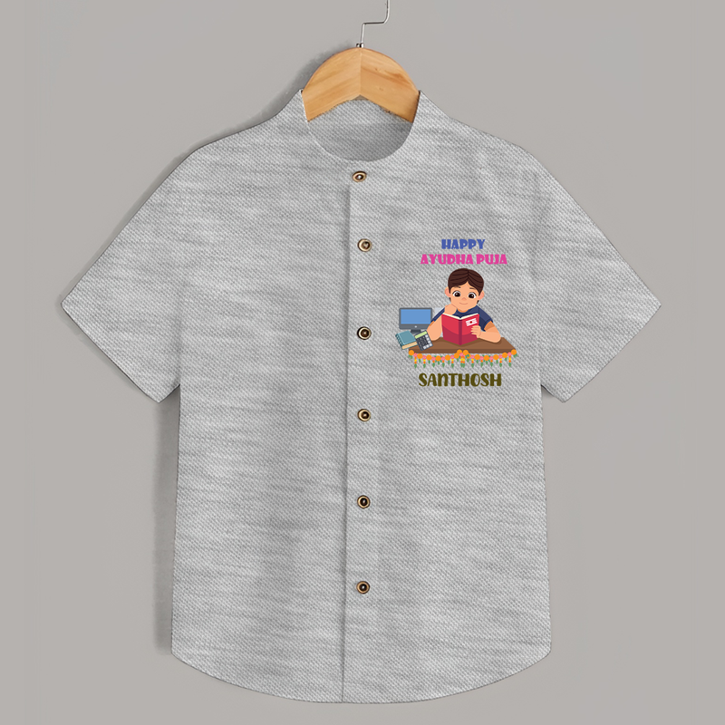Happy Ayudha Puja | Little Traditions Shirt - GREY - 0 - 6 Months Old (Chest 23")