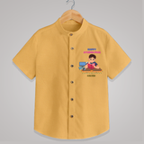 Happy Ayudha Pooja , Where Effort Meets Blessing - Customized Ayudha Pooja Themed Shirt For kids - PASTEL YELLOW - 0 - 6 Months Old (Chest 23")