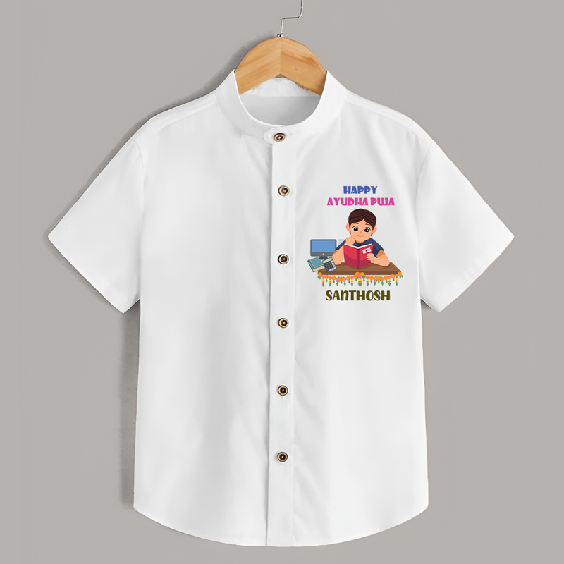 Happy Ayudha Puja | Little Traditions Shirt - WHITE - 0 - 6 Months Old (Chest 23")