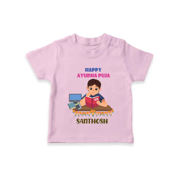 Happy Ayudha Puja | Little Traditions Tshirt - BABY PINK - 0-5 Months Old (Chest 17")