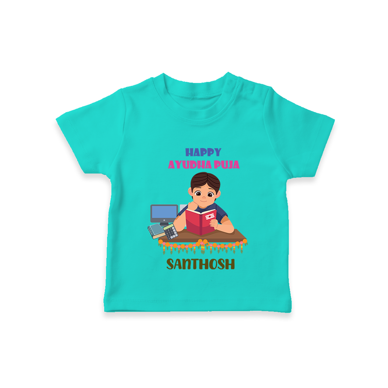 Happy Ayudha Puja | Little Traditions Tshirt - TEAL - 0-5 Months Old (Chest 17")