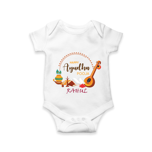 Happy Ayudha Pooja | Grateful Heart Romper - WHITE - New Born (Chest 14")