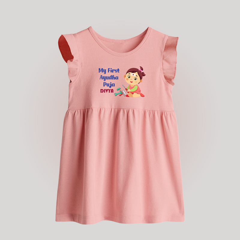 My First Ayudha Puja | Festival of Joy Baby Frock - BABY PINK - 0 - 3 Months Old (Chest 17")