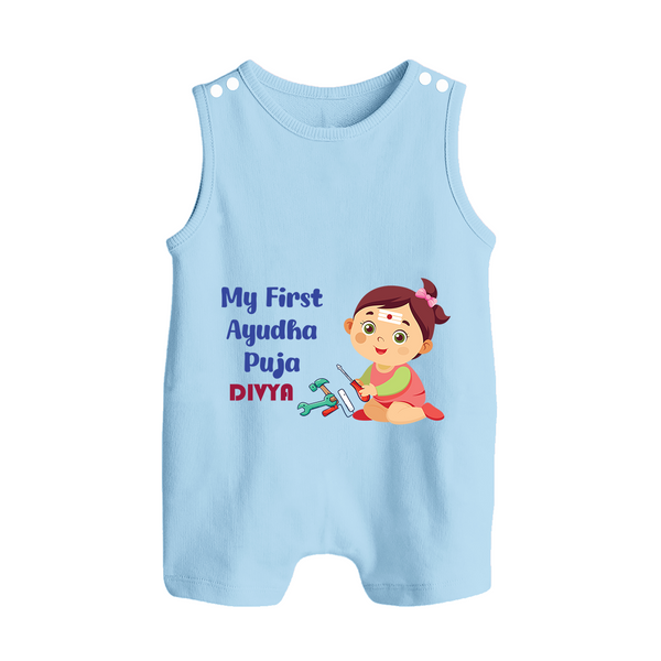 My First Ayudha Puja | Festival of Joy Romper Suit - BABY BLUE - 0 - 5 Months Old (Chest 18")