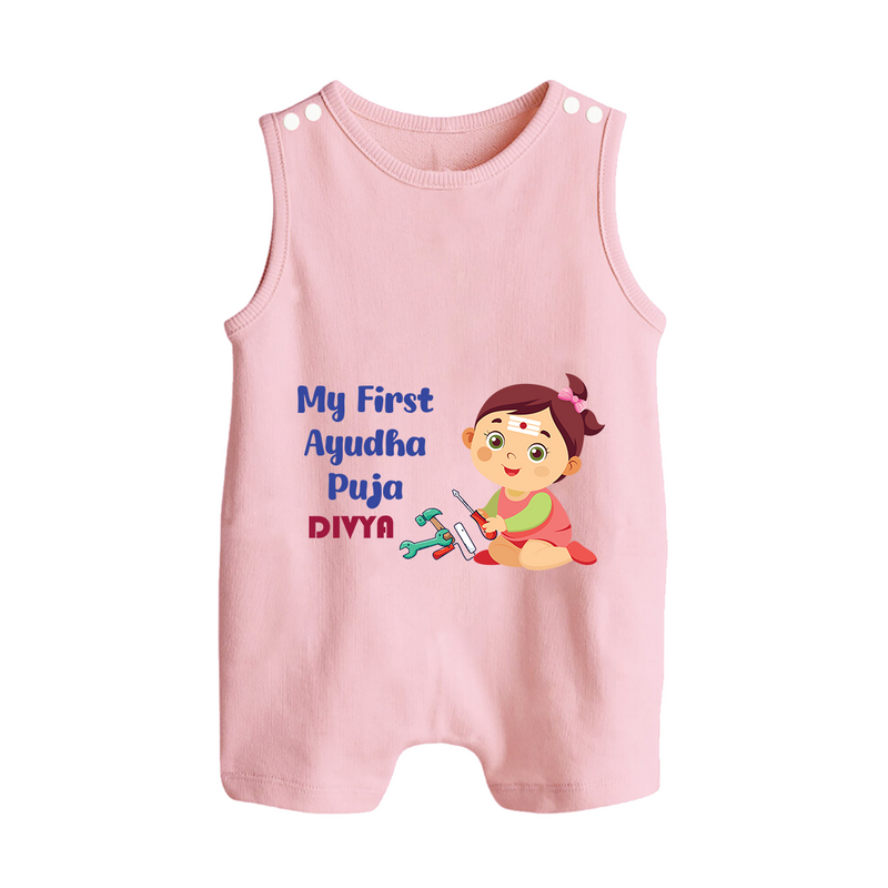My First Ayudha Puja | Festival of Joy Romper Suit - BABY PINK - 0 - 5 Months Old (Chest 18")