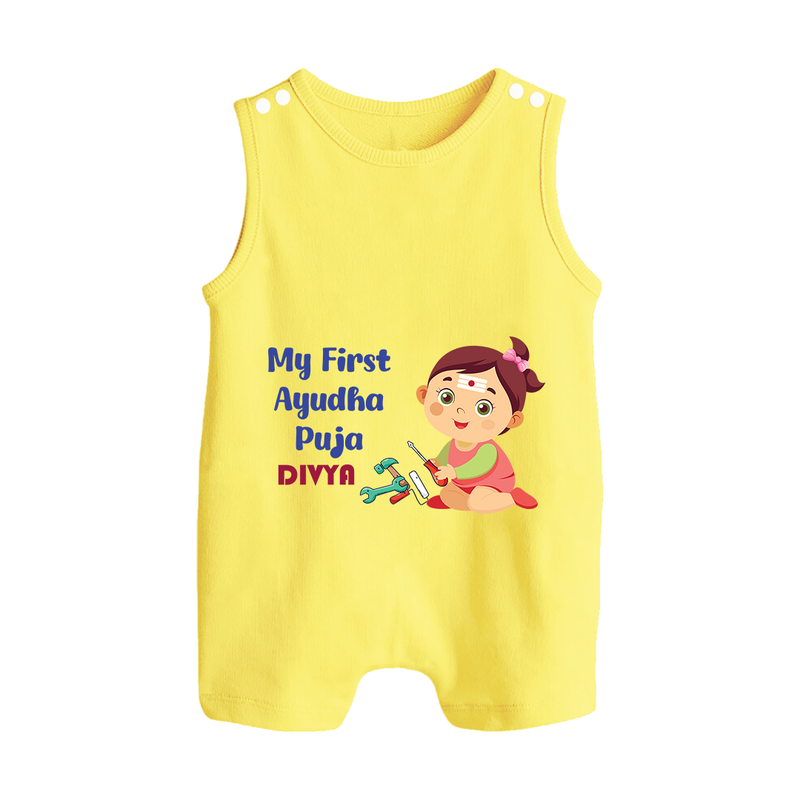 My First Ayudha Puja | Festival of Joy Romper Suit - PASTEL YELLOW - 0 - 5 Months Old (Chest 18")