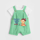 My First Ayudha Puja | Festival of Joy Dungaree Set - GREEN - 0 - 5 Months Old (Chest 18")