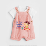 My First Ayudha Puja | Festival of Joy Dungaree Set - PEACH - 0 - 5 Months Old (Chest 18")