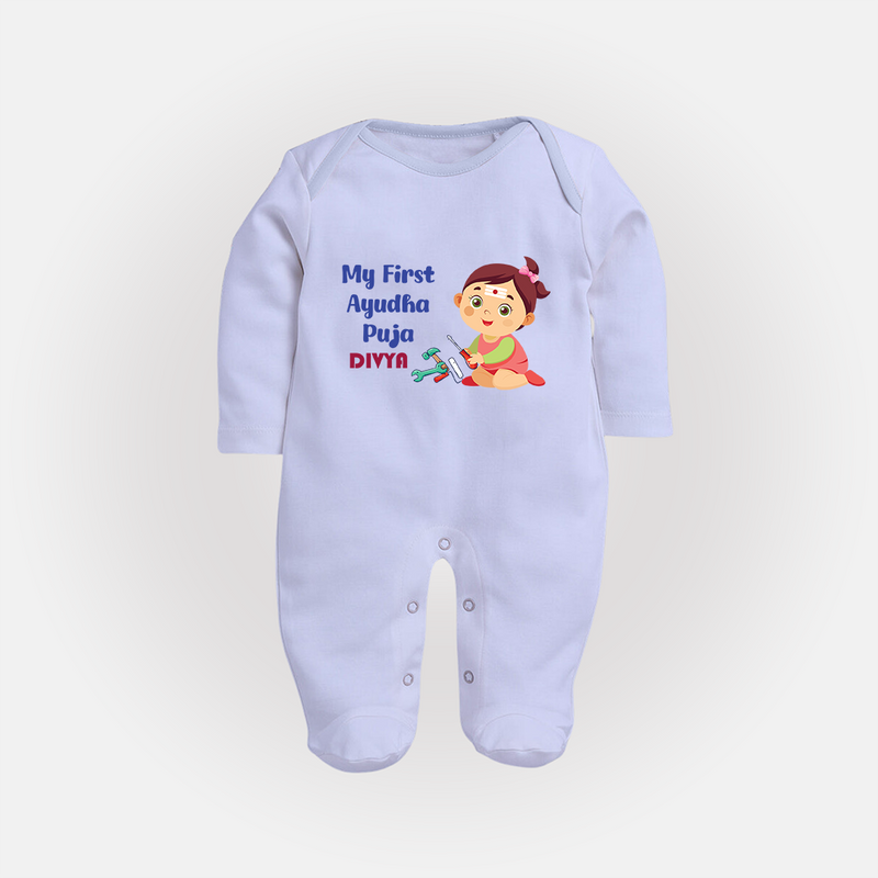 My First Ayudha Puja | Festival of Joy Sleep Suit - BABY BLUE - New Born (Chest 7.5")