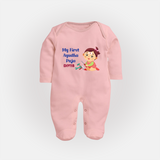 My First Ayudha Puja | Festival of Joy Sleep Suit - BABY PINK - New Born (Chest 7.5")
