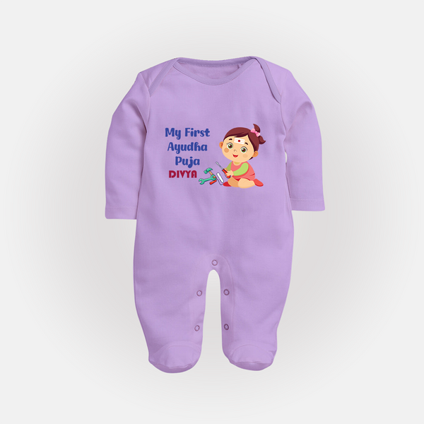 My First Ayudha Puja | Festival of Joy Sleep Suit - LILAC - New Born (Chest 7.5")