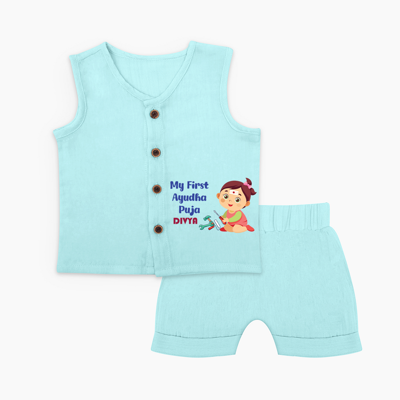 My First Ayudha Puja | Festival of Joy Jabla Set - BABY BLUE - 0 - 3 Months Old (Chest 9.8")