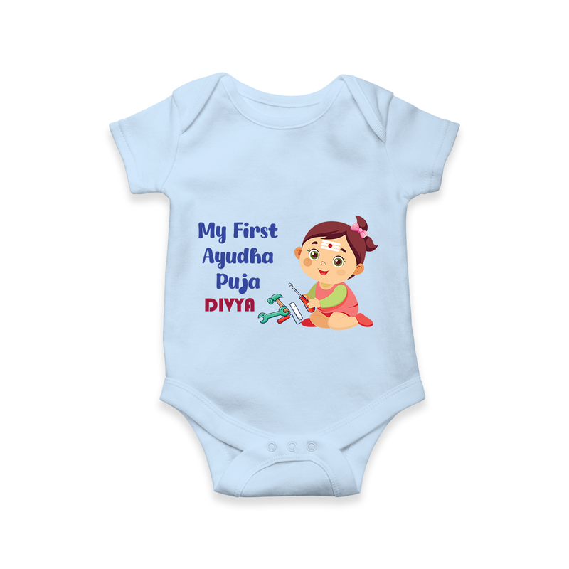 My First Ayudha Puja | Festival of Joy Romper - BABY BLUE - New Born (Chest 14")