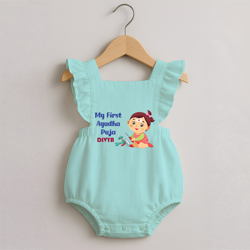 My First Ayudha Puja | Festival of Joy Romper Frock - MINT GREEN - 0 - 3 Months Old (Chest 19")