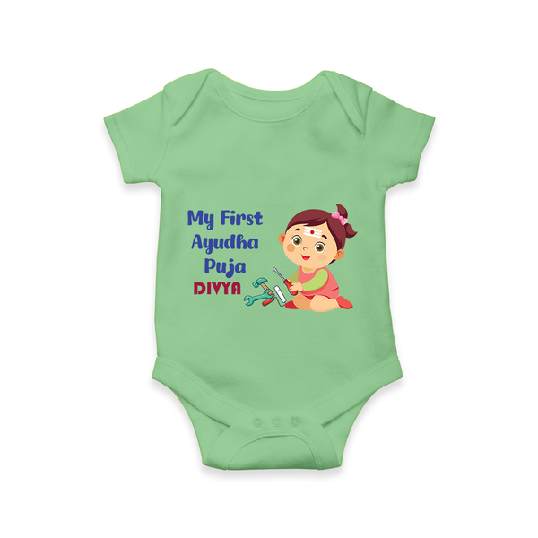 My First Ayudha Puja | Festival of Joy Romper - GREEN - New Born (Chest 14")