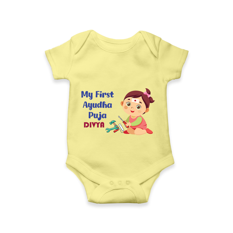 My First Ayudha Puja | Festival of Joy Romper - PASTEL YELLOW - New Born (Chest 14")