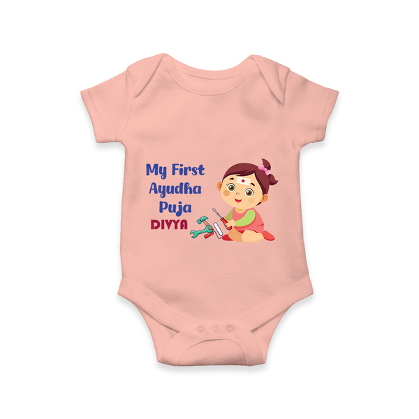 My First Ayudha Puja | Festival of Joy Romper - PEACH - New Born (Chest 14")