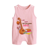 My First Ayudha Puja | Little Devotee Romper Suit - BABY PINK - 0 - 5 Months Old (Chest 18")