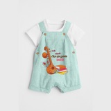 My 1st  Ayudha Pooja - Customized Ayudha Pooja Tamil Themed Dungaree Set For Kids - ARCTIC BLUE - 0 - 5 Months Old (Chest 18")