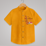 My 1st  Ayudha Pooja - Customized Ayudha Pooja Tamil Themed Shirt For Kids - CHROME YELLOW - 0 - 6 Months Old (Chest 23")