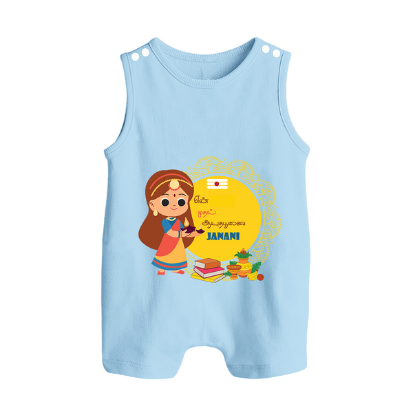 My First Ayudha Puja | Our Little Tradition Romper Suit - BABY BLUE - 0 - 5 Months Old (Chest 18")