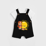 A Celebration of Skill, Tools, and Prosperity - Customized Ayudha Pooja Tamil Themed Dungaree Set For Kids - BLACK - 0 - 5 Months Old (Chest 18")