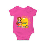 My First Ayudha Puja | Our Little Tradition Romper - HOT PINK - New Born (Chest 14")