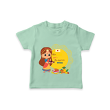 A Celebration of Skill, Tools, and Prosperity - Customized Ayudha Pooja Tamil Themed T-Shirt For Kids - MINT GREEN - 0-5 Months Old (Chest 17")