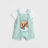 My First Ayudha pooja Customized Ayudha Pooja Tamil Themed Dungaree Set For Kids - ARCTIC BLUE - 0 - 5 Months Old (Chest 18")