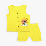 My First Ayudha pooja Customized Ayudha Pooja (Tamil) Themed Jabla Set For kids - YELLOW - 0 - 3 Months Old (Chest 9.8")