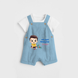 Tools Blessed, Futures Built Customized Ayudha Pooja Tamil Themed Kids Dungaree Set - SKY BLUE - 0 - 5 Months Old (Chest 18")