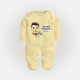 My First Ayudha Puja | Blessed First Sleep Suit - PASTEL YELLOW - New Born (Chest 7.5")