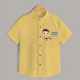 Tools Blessed, Futures Built Customized Ayudha Pooja Tamil Themed Kids Shirt - YELLOW - 0 - 6 Months Old (Chest 23")