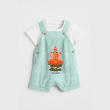 Honoring the Spirit of Work and Worship - Customized Ayudha Pooja Tamil Themed Dungaree Set For Kids - ARCTIC BLUE - 0 - 5 Months Old (Chest 18")