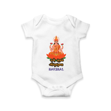 My First Ayudha Puja | Family Blessings Romper - WHITE - New Born (Chest 14")