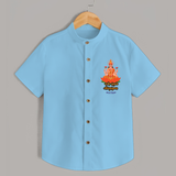 Honoring the Spirit of Work and Worship - Customized Ayudha Pooja Tamil Themed Shirt For Kids - SKY BLUE - 0 - 6 Months Old (Chest 23")