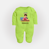 My First Ayudha Puja | Little Sparkle Sleep Suit - LIME GREEN - New Born (Chest 7.5")