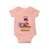 My First Ayudha Puja | Little Sparkle Romper - PEACH - New Born (Chest 14")
