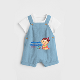 My First Ayudha pooja Customized Ayudha Pooja Tamil Themed Dungaree Set For Girls - SKY BLUE - 0 - 5 Months Old (Chest 18")