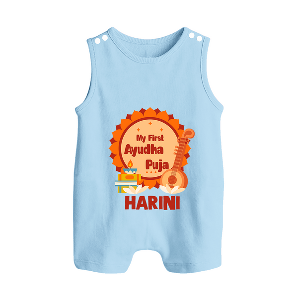 My First Ayudha Puja Celebration Button Romper - BABY BLUE - New Born (Chest 18")
