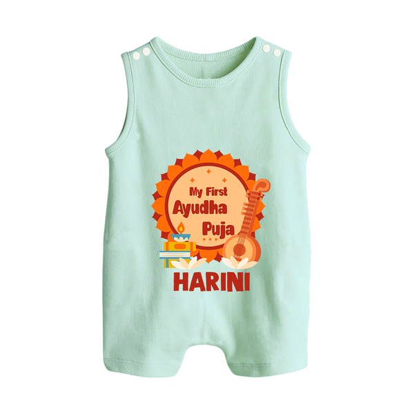 My First Ayudha Puja Celebration Button Romper - MINT GREEN - New Born (Chest 18")