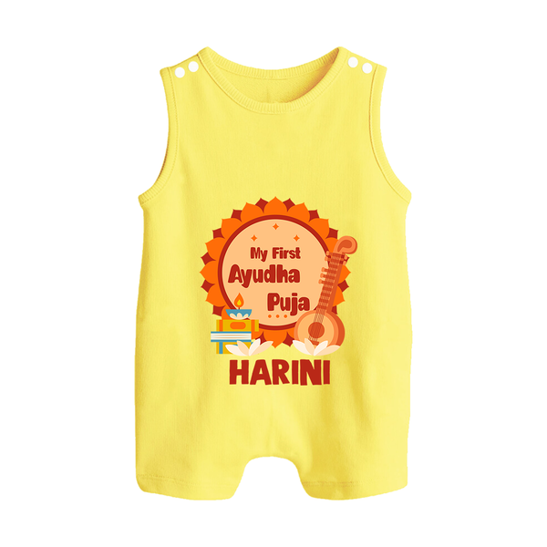 My First Ayudha Puja Celebration Button Romper - PASTEL YELLOW - New Born (Chest 18")
