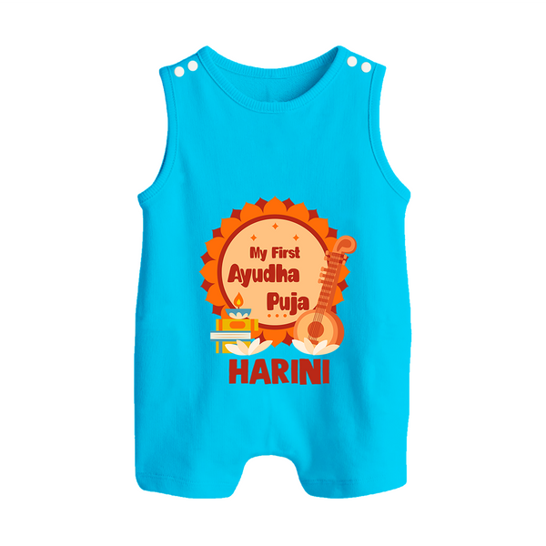My First Ayudha Puja Romper Suit | Personalized Baby Outfit for Festival - SKY BLUE - 0 - 5 Months Old (Chest 18")