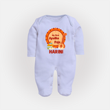 My First Ayudha Puja Sleep Suit | Personalized Baby Outfit for Festival - BABY BLUE - New Born (Chest 7.5")