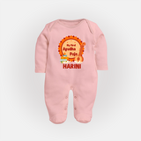 My First Ayudha Puja Sleep Suit | Personalized Baby Outfit for Festival - BABY PINK - New Born (Chest 7.5")