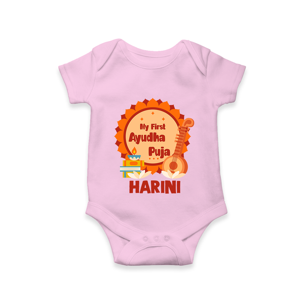 My First Ayudha Puja Romper | Personalized Baby Outfit for Festival - BABY PINK - New Born (Chest 14")