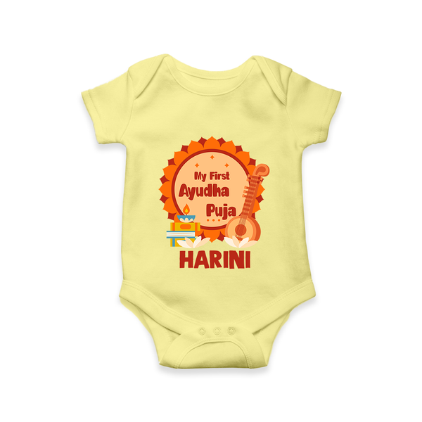 My First Ayudha Puja Celebration Romper - PASTEL YELLOW - New Born (Chest 14")