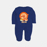 My First Ayudha Puja Sleep Suit | Personalized Baby Outfit for Festival - NAVY BLUE - New Born (Chest 7.5")