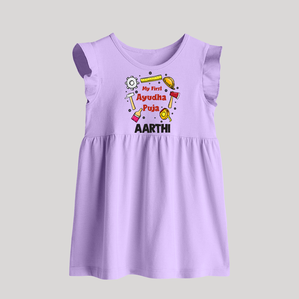 First Ayudha Puja Special Baby Frock | Custom Baby Outfit for Navratri Celebration - LILAC - 0 - 3 Months Old (Chest 17")